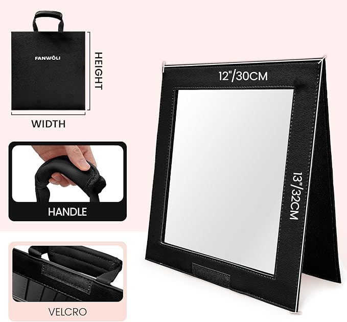 Fanwoli Hanging Mirror for Dance Bag with Garment Rack | Full-Body | Foldable & Portable | HD Reflection No Deformation