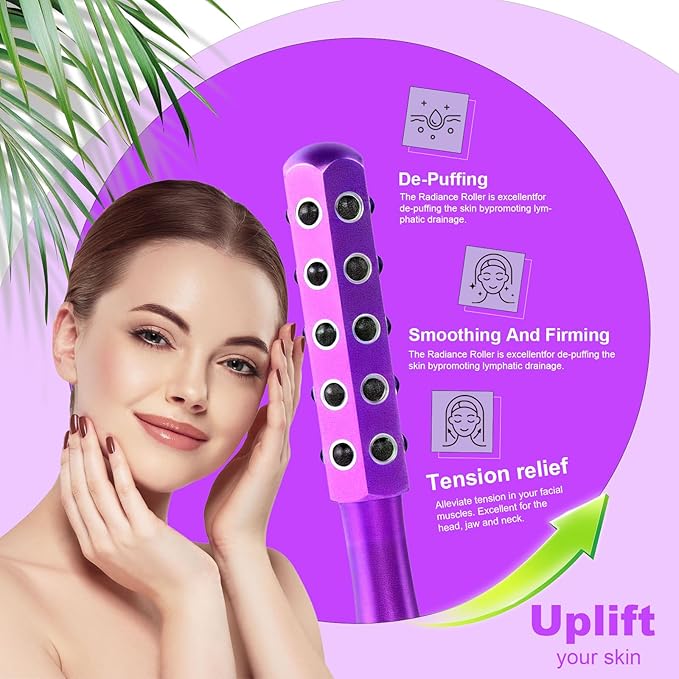 2025 Beauty Roller – Germanium Stone Face Sculpting Tool, Uplift Facial Massaging Beauty Tool, Firming Massage Wand for Skin Tightening, Portable Cooling & Sculpting (Purple)-FemmiqueWomen