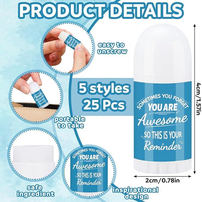 25 Pcs Thank You Gifts Mini Lip Balm Bulk Gifts for Coworkers Inspirational Appreciation Gifts Natural Ingredients Dry Chapped Lip Care Products for Employee Women Teacher, Assorted Flavors-FemmiqueWomen