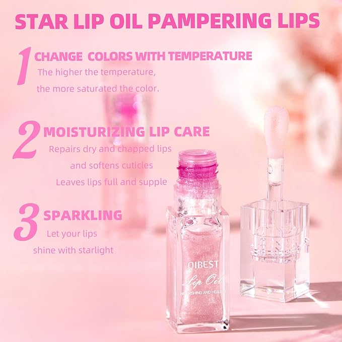2Pcs Magic Color Changing Moisturizing Lip Glow Oil Plumping Glimmer Glow Lipstick, Hydrating Lip Gloss Lip Balm Transparent Lip Care, Long Lasting Moisturizing Non-sticky Fresh Texture Lip Oil-FemmiqueWomen