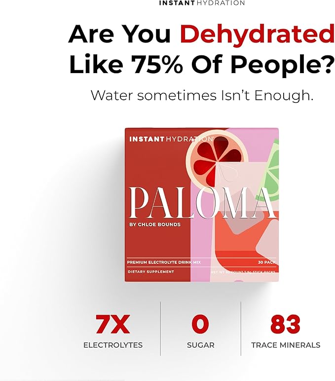 Instant Hydration Electrolytes Powder Packets - Paloma Electrolyte Drink Mix - Zero Sugar - Keto, Vegan, Gluten-Free, Non-GMO - Boost Recovery, Brain Health, Muscle & Tissue Support- 30 Sticks-FemmiqueWomen