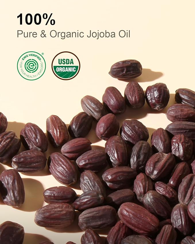 Yoken Organic Jojoba Oil Glass Bottle 16 fl oz, USDA Certified 100% Pure & Natural Jojoba Oil for Hair, Skin & Face, Cold Pressed Unrefined Hexane Free, Deeply Moisturizing Body Serum for Gua Sha-FemmiqueWomen