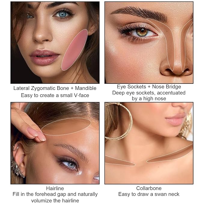 3 Pcs Face Contour Stick Kit, Matte Finish Face Stick Trio with Bronzer Blush Highlighter and Brush, Long Lasting Waterproof Cream Beauty Wand Makeup Set for Sculpt Glowing Face Look (#5, 6, 15)-FemmiqueWomen