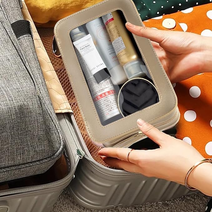Clear Makeup Bag Small, TSA Approved Portable Toiletry Bag with Zipper Cosmetic Travel Bag Makeup Organizer Case Mini Makeup Pouch for Purse Car Organizer Bag for Women Men-FemmiqueWomen