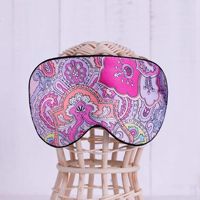 100% Pure Silk Eye Mask Sleep Eye Mask Eye Cover Eyeshade Sleeping Eye Mask Printed Colors (#12)-FemmiqueWomen