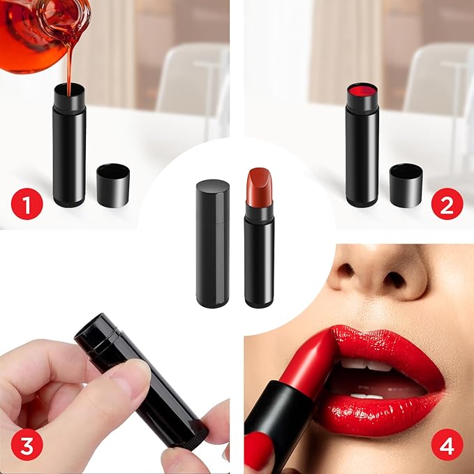 25PCS 3/16 Oz (5.5 ml) Twist up Lip Balm Tubes,Empty Lip balm containers, Echapstick tubes empty, Refillable Lip Balm Bottles, for DIY Homemade Lipsticks,Chapsticks,Homemade Solid Perfume, Black-FemmiqueWomen