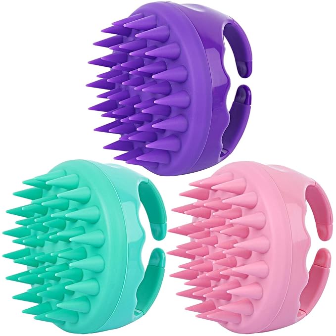 3 Pcs Silicone Scalp Massager & Shampoo Brush, Handheld Scalp Scrubber Cleansing Brush for Shower-FemmiqueWomen