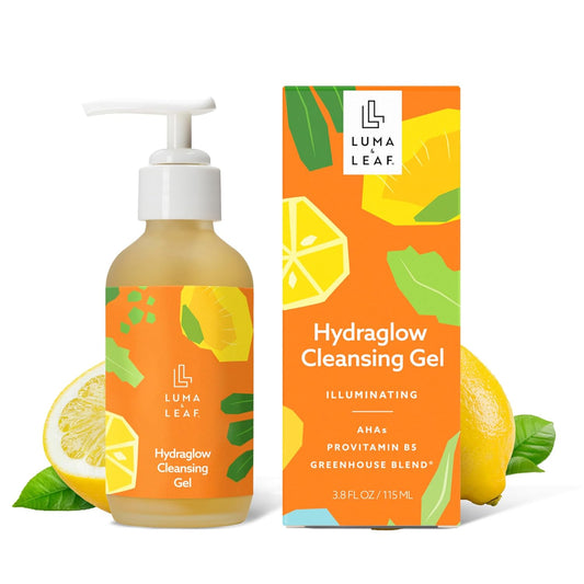 LUMA & LEAF Hydraglow Brightening Face Wash with Hyaluronic Acid | Gentle Daily Exfoliating Gel Cleanser for Dull Skin & Dark Spots | For All Skin Types | 3.8 fl oz-FemmiqueWomen