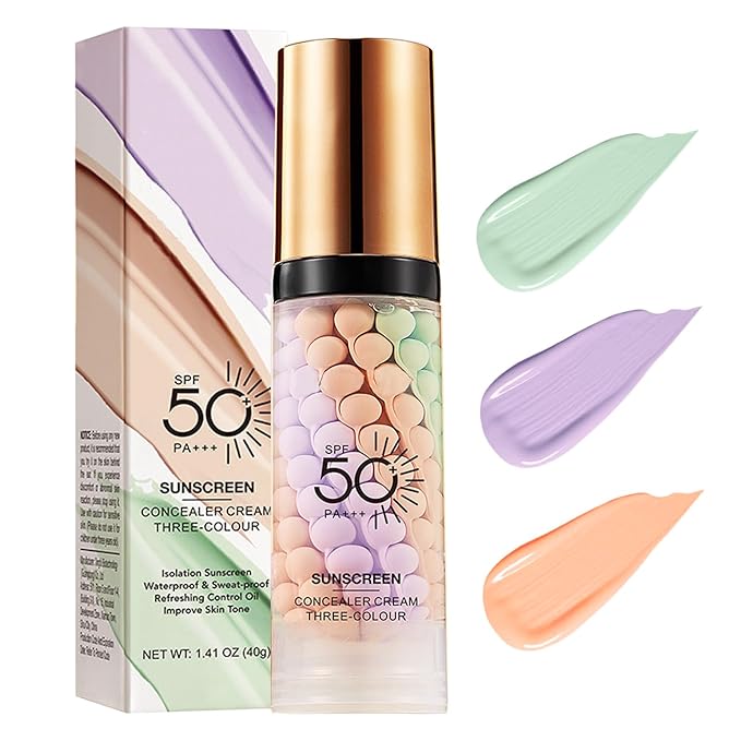 3 In 1Primer for Face Before Makeup,Sunscreen Isolation Cream, SPF 50, One Step Color Corrector Face Primer, Blurs Imperfections Oil Control & Moisturizing Skin Tone Correcting,Radiance Skin-FemmiqueWomen