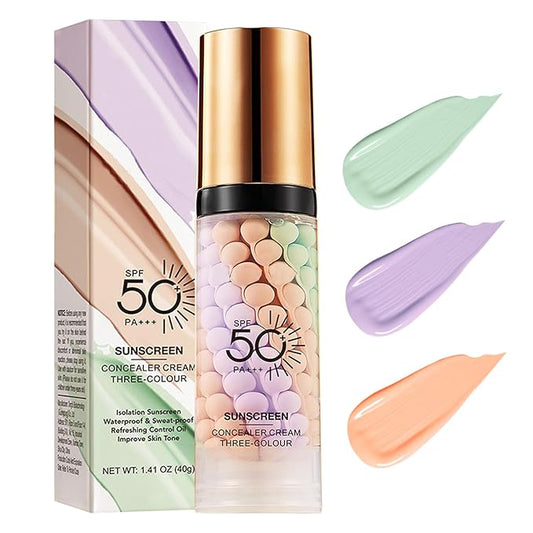 3 In 1Primer for Face Before Makeup,Sunscreen Isolation Cream, SPF 50, One Step Color Corrector Face Primer, Blurs Imperfections Oil Control & Moisturizing Skin Tone Correcting,Radiance Skin-FemmiqueWomen