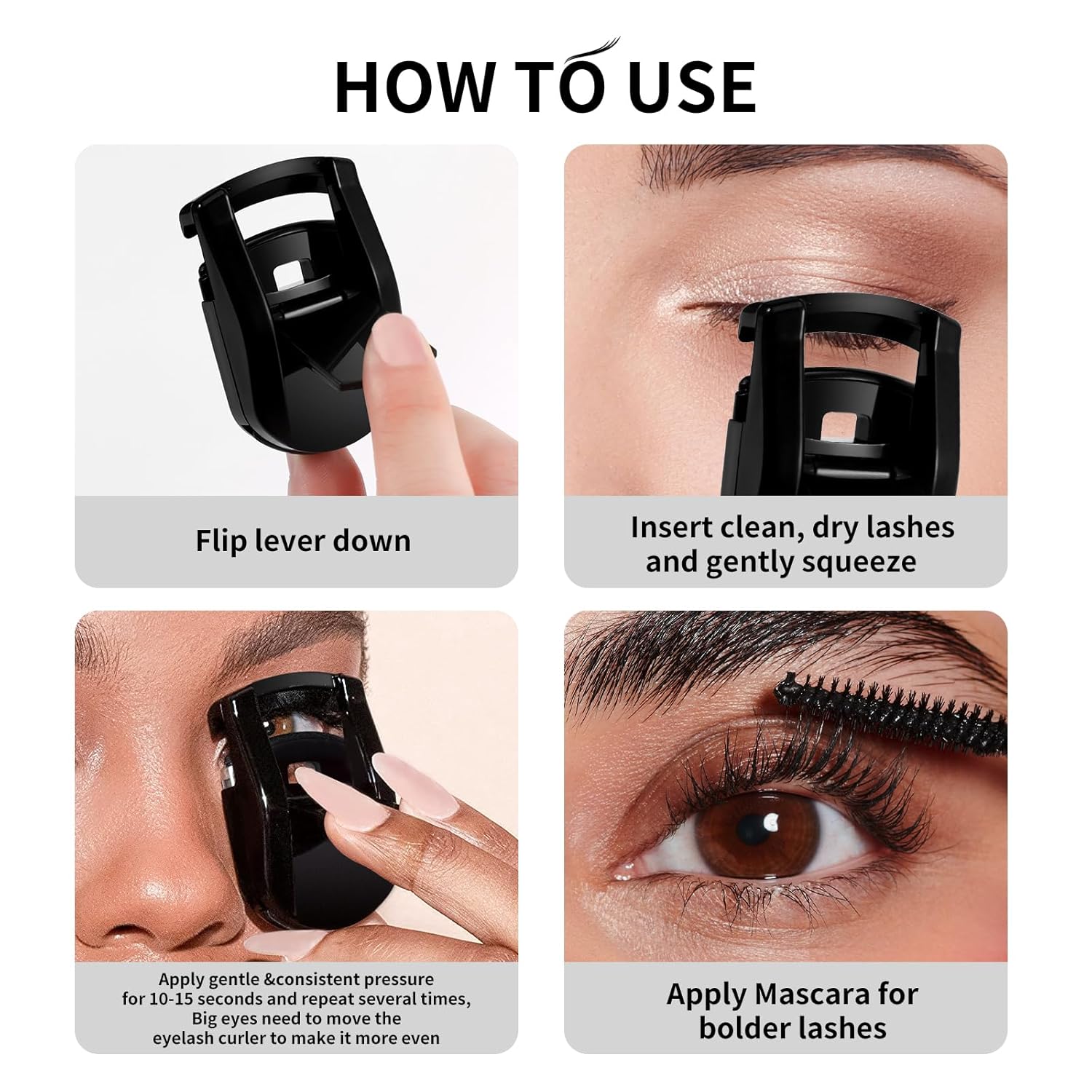 Docolor Eyelash Curler Portable Lash Curler with 1 Silicone Refill Pads Mini Eye Lashes Curlers Professional Travel Makeup Tools for All Eye Shapes-FemmiqueWomen