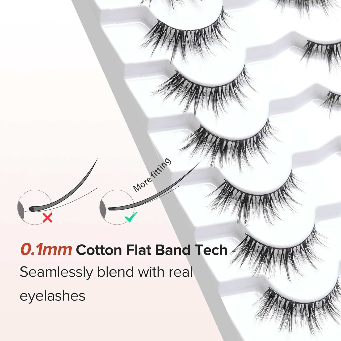 Manga Lashes Wispy 14mm False Eyelashes Natural Look Cat Eye Lashes Strips 0.1mm Thin Band Anime Eyelash 3D Volume Manhua Lash Pack C Curl Eyelashes 7 Pair Siligli-FemmiqueWomen