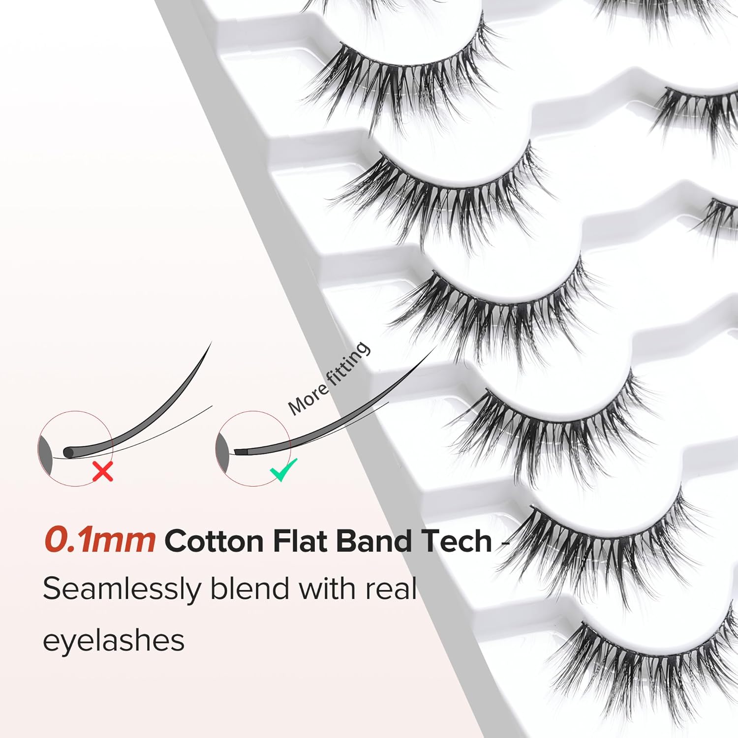 Manga Lashes Wispy 14mm False Eyelashes Natural Look Cat Eye Lashes Strips 0.1mm Thin Band Anime Eyelash 3D Volume Manhua Lash Pack C Curl Eyelashes 7 Pair Siligli-FemmiqueWomen