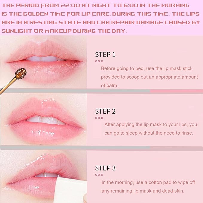1 PCS Bee Lip Balm Honey Pot, Exfoliating Strawberry Bee Lip Balm Sleeping Lip Mask Overnight with Sticks, Honey Pot Lip Balm Prevention Dry Hydrating and Crack Lip Scrubs-FemmiqueWomen