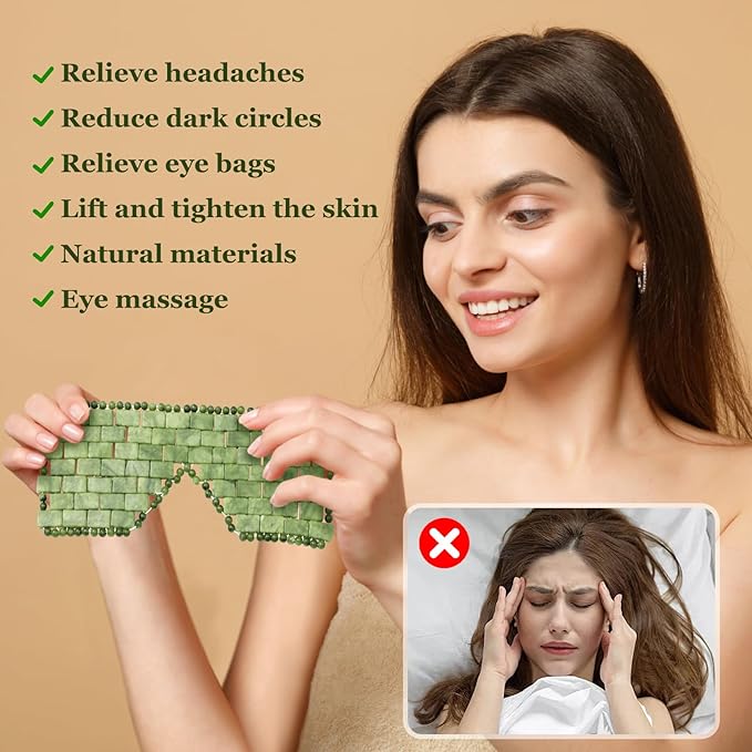 Jade Eye Mask Natural Green Jade Facial Maks for Relive Eliminate Puffiness-FemmiqueWomen