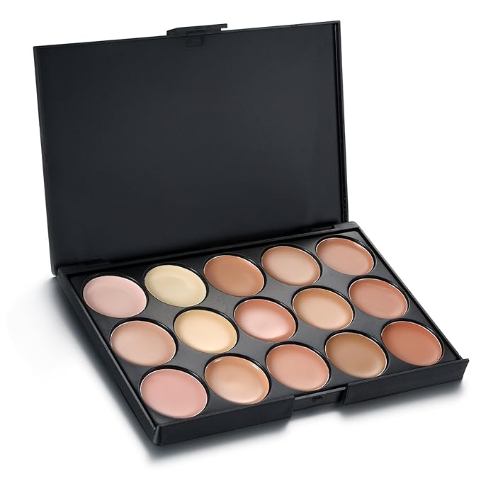 15 Colors Cream Foundation & Contour Palette, Professional Makeup Set, Multifunctional Concealer, Natural Finish, Full Coverage, All Skin Types, Unisex, Includes Storage Bag-FemmiqueWomen