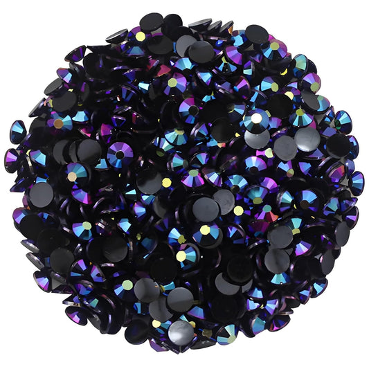 2250 Pcs SS16 4mm AB Flatback Rhinestones for Nails Art Crafts Glitter Round Shine Gems Crystals DIY Clothes Shoes （Black-Bottom Purple Red AB）-FemmiqueWomen