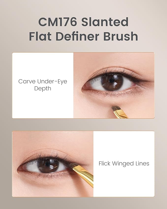 Desert Oak Series Aegyo-Sal Brush Duo - Under-Eye Highlight & Contour Set with Pony Hair, Bubinga Handle (CM175 + CM176)-FemmiqueWomen