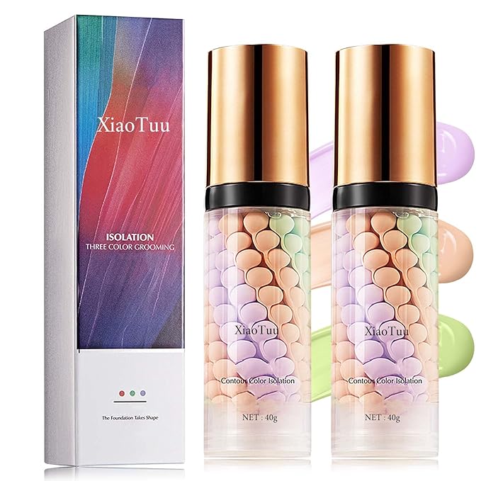 2Pcs Color Correcting Facial Serum,Isolation Cream,Pore Primer,Invisible Pore,Skin Tone Correcting,Moisturizing Concealer Foundation Face Makeup Brightening Primer Base-FemmiqueWomen