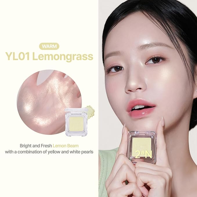 2aN Pure Glash Highlighter – Glass-Like Sheen Powder Highlighter for a Natural, Radiant Glow | Buildable, Long-Lasting, Lightweight Formula (LEMONGRASS, 0.8oz)-FemmiqueWomen