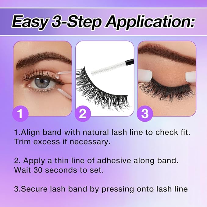 Wispy False Eyelashes Kit With Bond, Seal and Tweezer, 7 Pairs Natural Look Fake Cat Eye Lashes Strips Thin Band Extensions Waterproof Easy Eyelashes for Beginners DF2-FemmiqueWomen