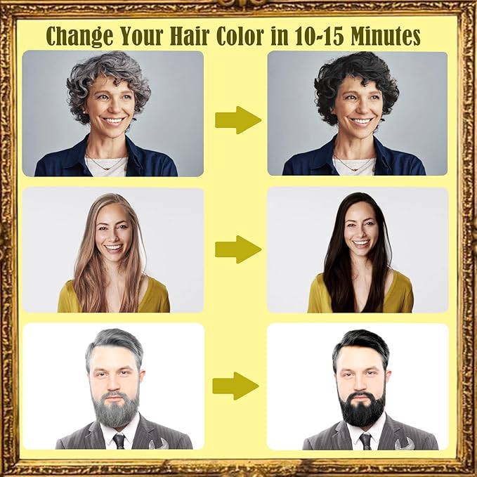 Herbal Burgundy Hair Dye Shampoo - Instant 3-in-1 Gray Coverage for Women & Men, 16.90 Fl OZ (Dark Wine Red)-FemmiqueWomen