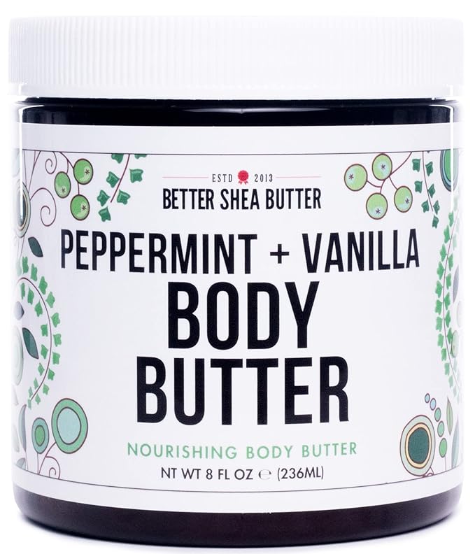 Peppermint Vanilla Body Butter - Natural Lotion for Women with Shea Butter & Jojoba Oil - Non-Greasy Whipped Body Lotion for Dry Skin - Vanilla Scented Peppermint Body Lotion-FemmiqueWomen