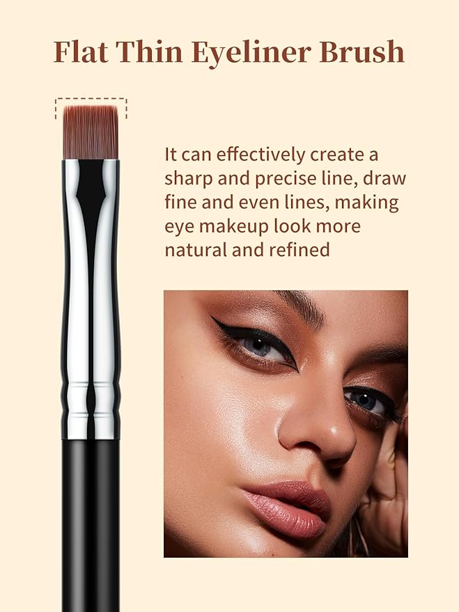 EIGSHOW Flat Eyeliner Brush, Professional Precise Eyebrow Concealer Brush for Sharp Defined, Eye Liner Application with Gel Liquid Cream Powder (E808)-FemmiqueWomen