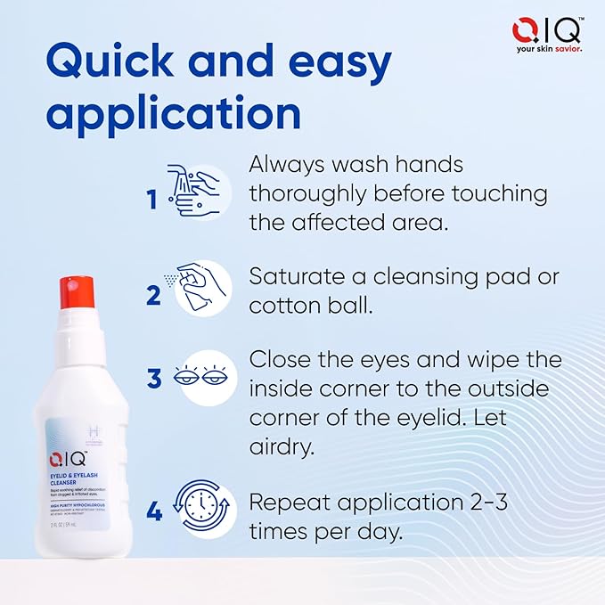 Eyelash and Eyelid Cleanser – High Purity Hypochlorous Eye Wash Solution, Lid and Lash Cleanser that Quickly Calms and Soothes Irritated, Clogged Skin (2oz)-FemmiqueWomen