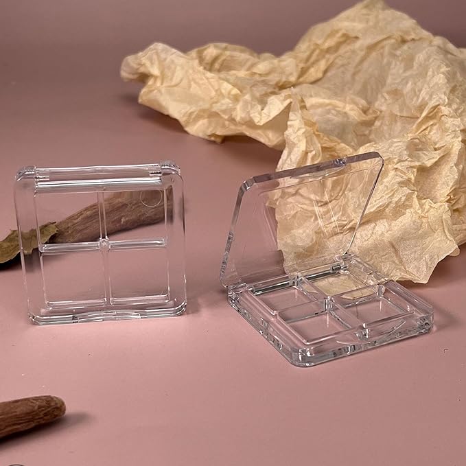 2PCS Empty Eyeshadow Palette 4 Grids Plastic Eye Make Up Container Palette Refillable Small Makeup Palette Lipstick Compact Containers Cosmetic Sample Storage Cases-FemmiqueWomen