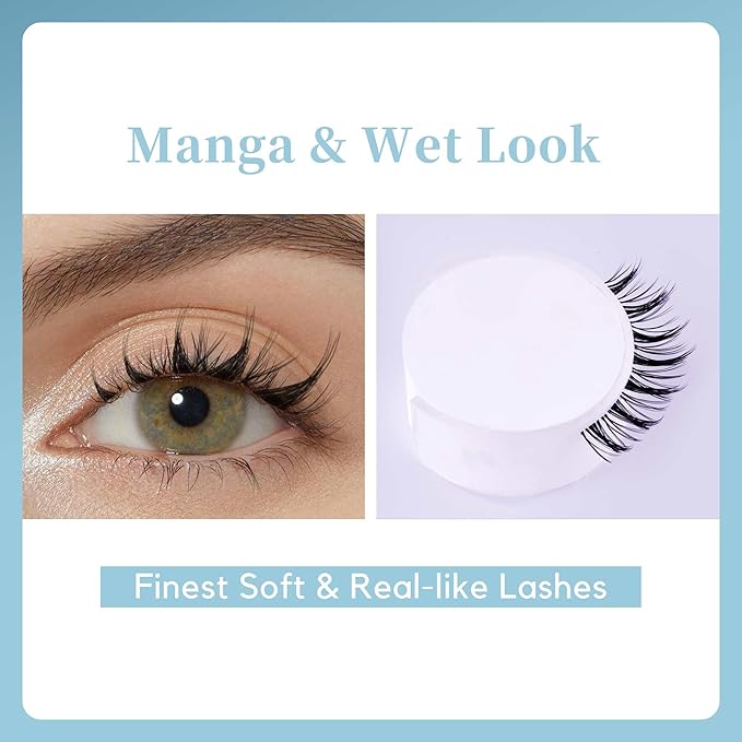 GAQQI Lash Clusters Manga Eyelash Clusters 10-14mm Wet Look Spiky Cluster Lashes 120PCS, Cluster Eyelash Extensions C Curl, Invisible Band Ultra-thin & Soft Clear Band False Lashes (HEROINE)-FemmiqueWomen