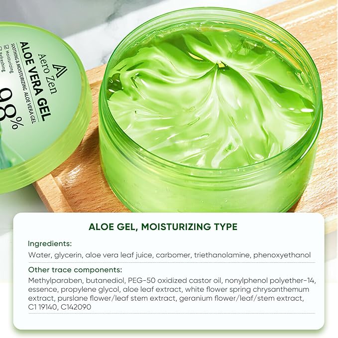 3-Pack Pure Aloe Vera Gel for Face & Body, 98% Pure Aloe Vera Gel for Skin, Scalp, & Hair, Soothing Aloe Face Moisturizer, Multipurpose Skin Care（30oz）-FemmiqueWomen