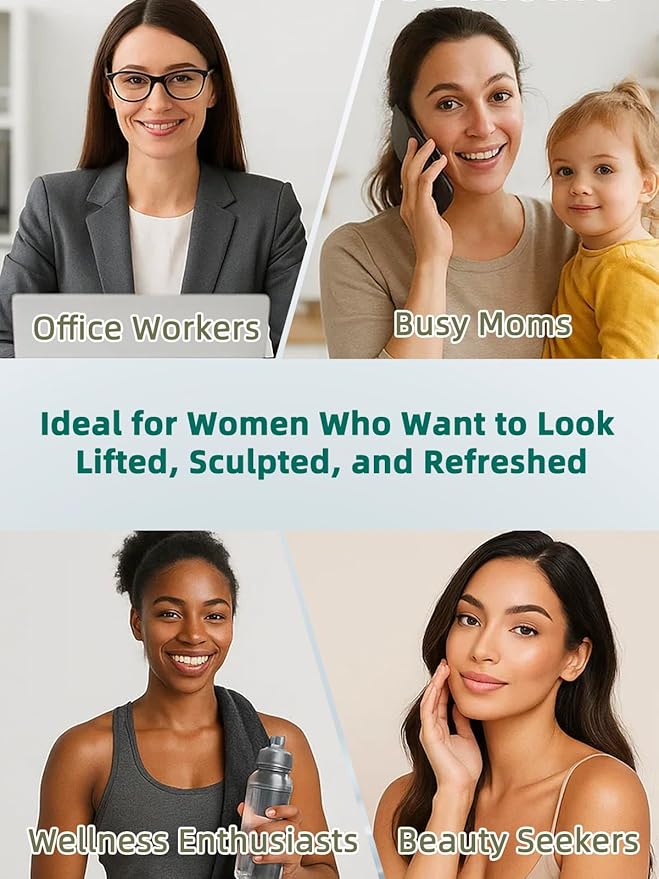 Lymphatic Contour Face Brush – Face Massager for Lymphatic Drainage, Double Chin Reducer, and Facial Sculpting – Gentle Vibrating Lymphatic Drainage Tool for Jawline & Puffiness - Green-FemmiqueWomen