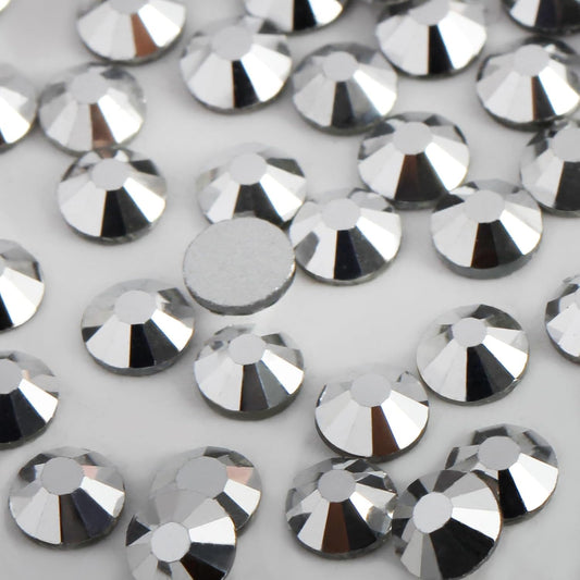 2000 PCS SS16 Flatback Rhinestones,12-Facet Diamond-Cut Glass Gems for Nail Art,Clothing,DIY Crafts,Glue-On Decoration Stones with Silver Backing,Silver Hematite-FemmiqueWomen