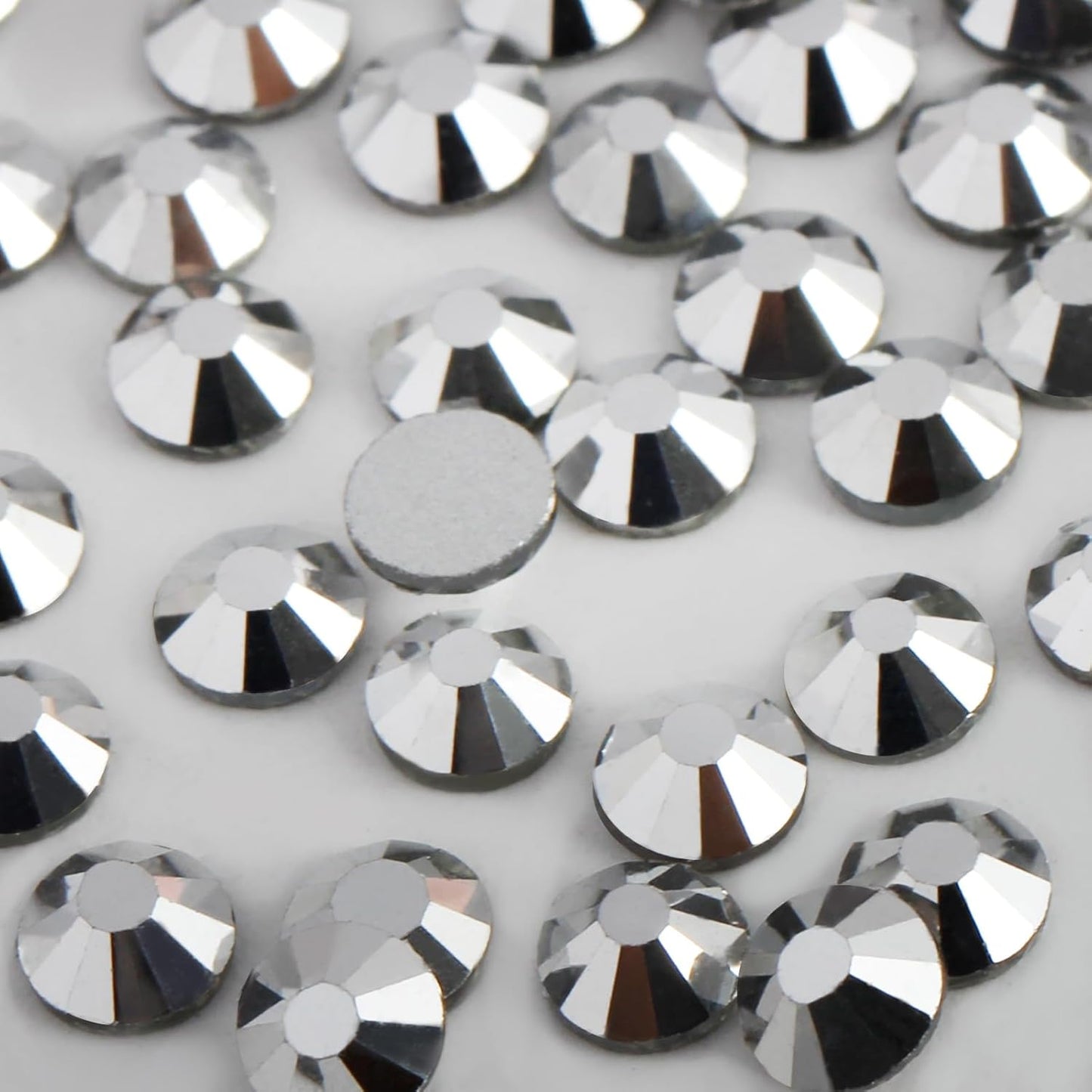 2000 PCS SS20 Flatback Rhinestones,12-Facet Diamond-Cut Glass Gems for Nail Art,Clothing,DIY Crafts,Glue-On Decoration Stones with Silver Backing,Silver Hematite-FemmiqueWomen