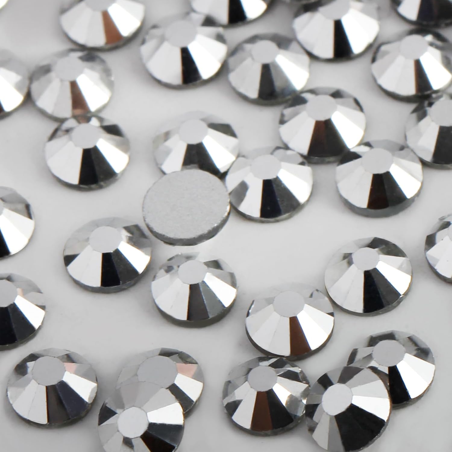 3000 PCS SS10 Flatback Rhinestones,12-Facet Diamond-Cut Glass Gems for Nail Art,Clothing,DIY Crafts,Glue-On Decoration Stones with Silver Backing,Silver Hematite-FemmiqueWomen