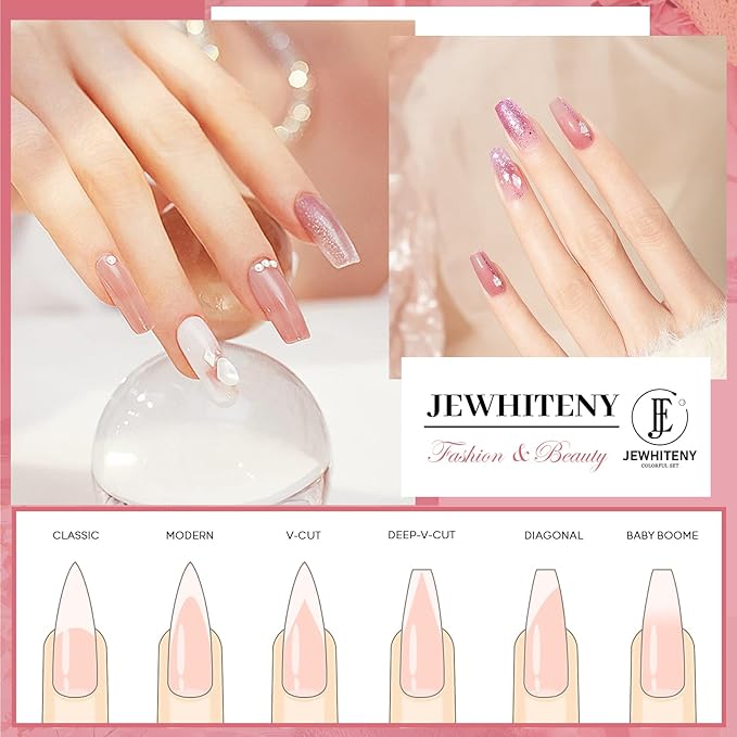 JEWHITENY 14 PCS Poly Nail Gel Kit Poly Extension Gel Kit Starter Kit With Slip Solution Professional Extension Set With LED Lamp Nail Art Design Beginner All In One-FemmiqueWomen