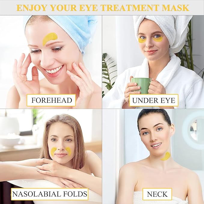24k Gold Under Eye Patches, Eye Masks for Puffy Eyes 60 pcs, for Dark Circles and Puffiness, Hydrating Eye Mask Skincare, Eye Gel Pads for Eye Bags and Wrinkles Under Eye Treatment-FemmiqueWomen