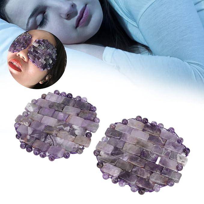 Jade Eye Mask, Amethyst Eye Pack Wrinkles Swelling Elimination Dark Circles Fading Jadestone Eye Massager Eye Pad Eye Shape Eye Covers for Men Women Soothing Eye Patch Reducing Facial Edema Stone-FemmiqueWomen