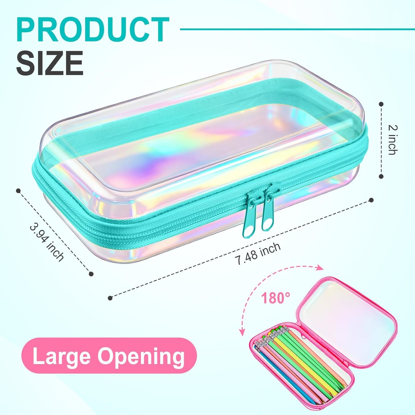 Hoolerry 3 Pcs Clear Hard Zipper Case Plastic Pouch Transparent Hard Case Clear Makeup Bag Portable Travel Organizer Bin for Cosmetics, Building Blocks, Puzzles(Laser,S)-FemmiqueWomen