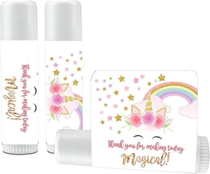 12 Unicorn Rainbow Lip Balms - Unicorn Theme Lip Balms - Unicorn Baby Shower Favors - Unicorn Birthday Party Favors - Rainbow Unicorn-FemmiqueWomen
