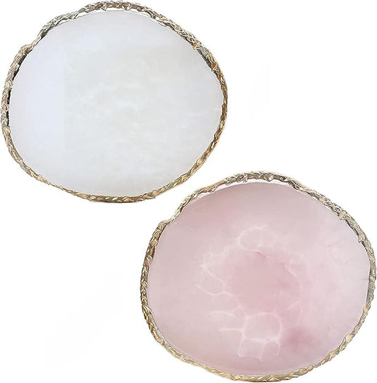 2Pack Resin Nail Art Palette,Nail Art Color Mixing Palette,Nail Art Painting Gel Palette Manicure Tool, Cosmetic Artist Mixing Palette(Pink & White)-FemmiqueWomen