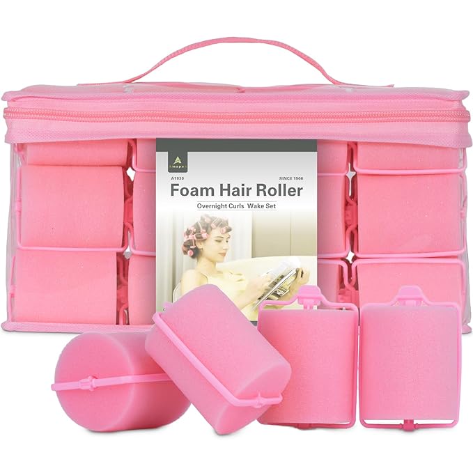24 Pieces Foam Sponge Hair Rollers - Soft Sleeping Hair Curlers for Hair Styling (2inch, Pink)-FemmiqueWomen