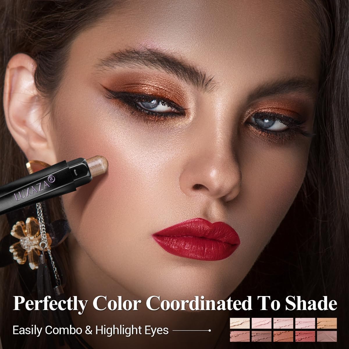 10PCS Eyeshadow Stick,Shimmer And Matte Brown Metallic Cream Eyeshadow Pencil Crayon with Smudge-proof & Waterproof, Eye Brightener Stick, Ideal Gift for Women- Love's Gifts-FemmiqueWomen