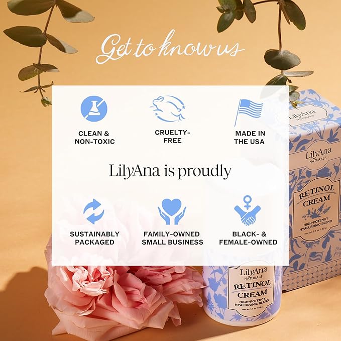 LilyAna Naturals Anti Aging Retinol Face Cream for Women – Wrinkle & Neck Cream for Firming, Retinol Moisturizer for Face with Hyaluronic Acid, Hydrating Night Cream for Fine Lines, Collagen Boost-FemmiqueWomen