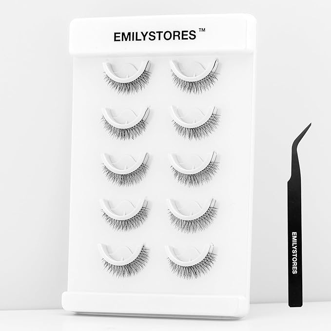 False Eyelashes, 5 Pairs Wispy Light Pre-Glued Self Adhesive Lashes with Applicator (DLP03)-FemmiqueWomen