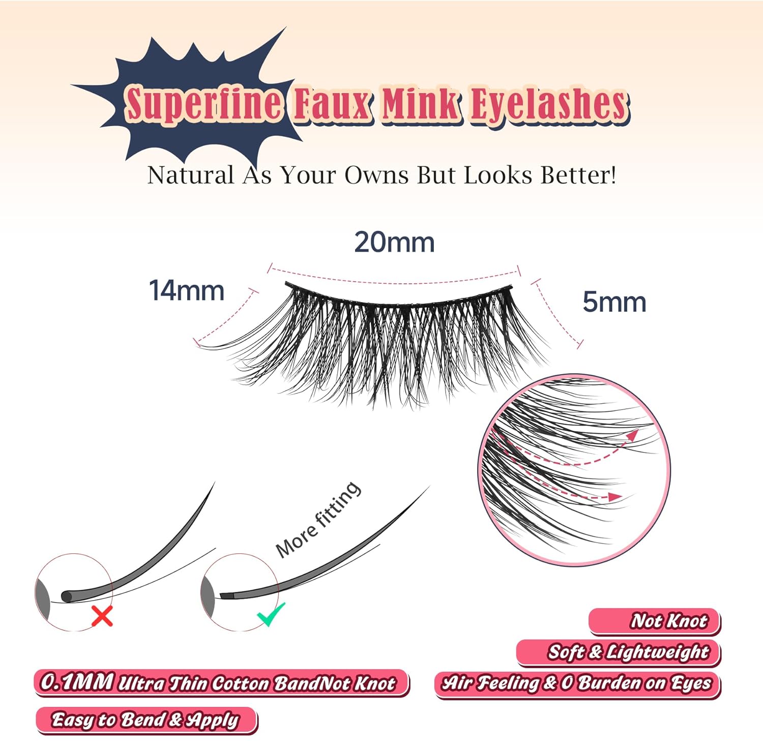 Half Lashes Cat Eye 14MM Corner Lashes False Eyelashes Natural Look C Curl Wispy Half Eyelashes 3/4 Lashes with Thin Cotton Band Soft Eyelash Pack Siligli 7 Pair-FemmiqueWomen