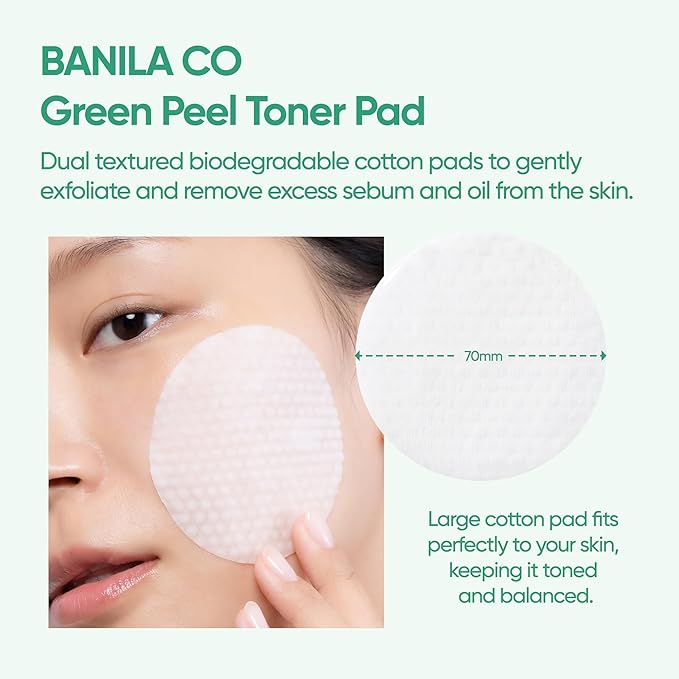 BANILA CO Clean it Zero Green Peel Toner Pad | Vegan Korean Dual Textured for Gentle Exfoliating | Green Complex and LHA to Even Skin Texture and Remove Sebum | Hypoallergenic, Alcohol-Free (70ea)-FemmiqueWomen