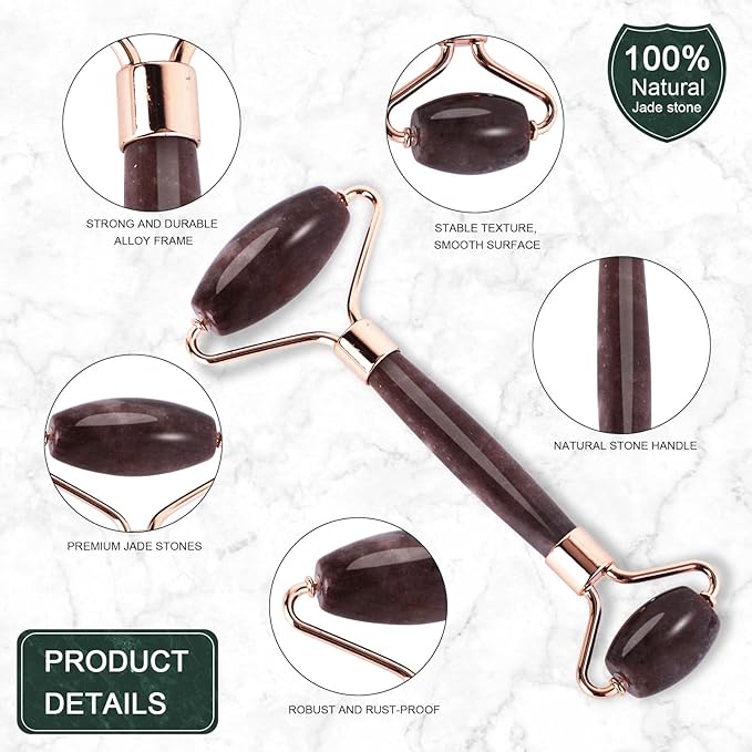 Jade Roller for Face, Facial Roller Massager Skin Care Tool, Gua Sha Facial Tools for Face, Neck, Eyes, Reduce Puffiness of The Skin(Purple)-FemmiqueWomen