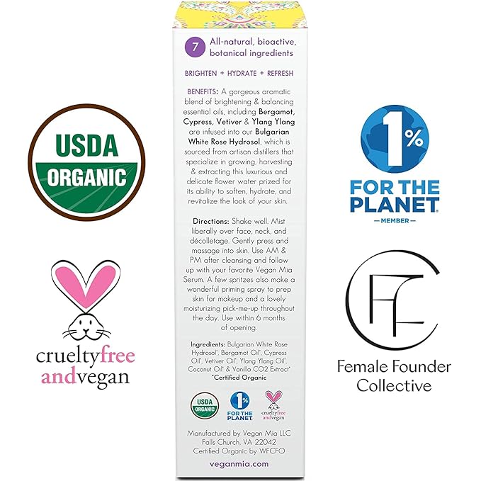 USDA Organic Clarity Balancing Face Mist - Hydrating Rose Water Facial Spray Suitable For All Skin Type Face Moisturizer, Setting Spray for Makeup & Face Primer, 3.4 oz-FemmiqueWomen